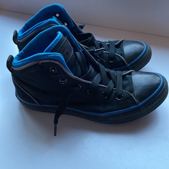 Converse All Star Static Black Blue High Tops High Top Sneaker Kids Size 3 Youth - Picture 3 of 8